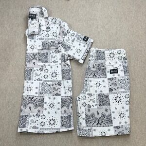 Dogg Supply Bandana Shirt Shorts Set Mens XL White Streetwear Hip Hop West Coast